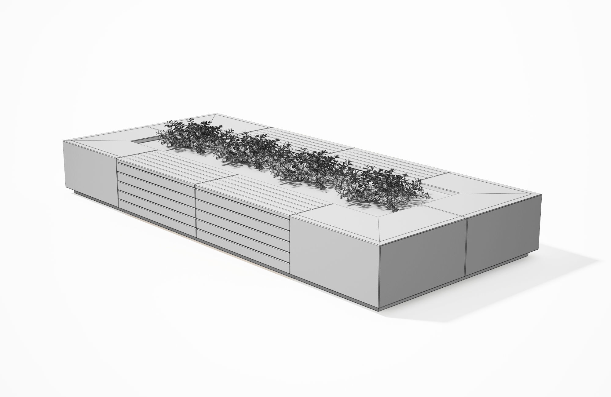 Geometric Street Bench 3D model_11