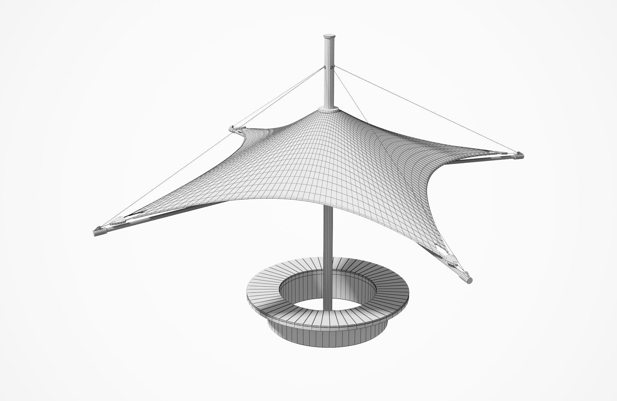 Geometric Street Bench 3D model_15