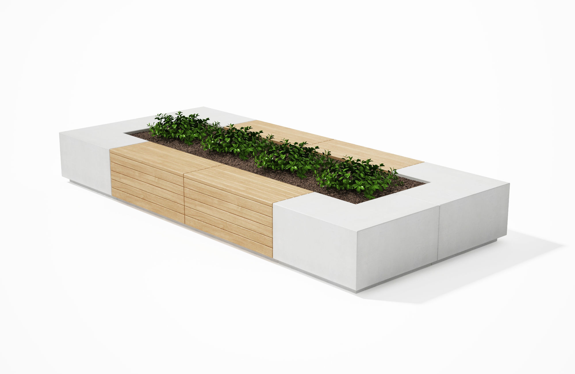 Geometric Street Bench 3D model_10