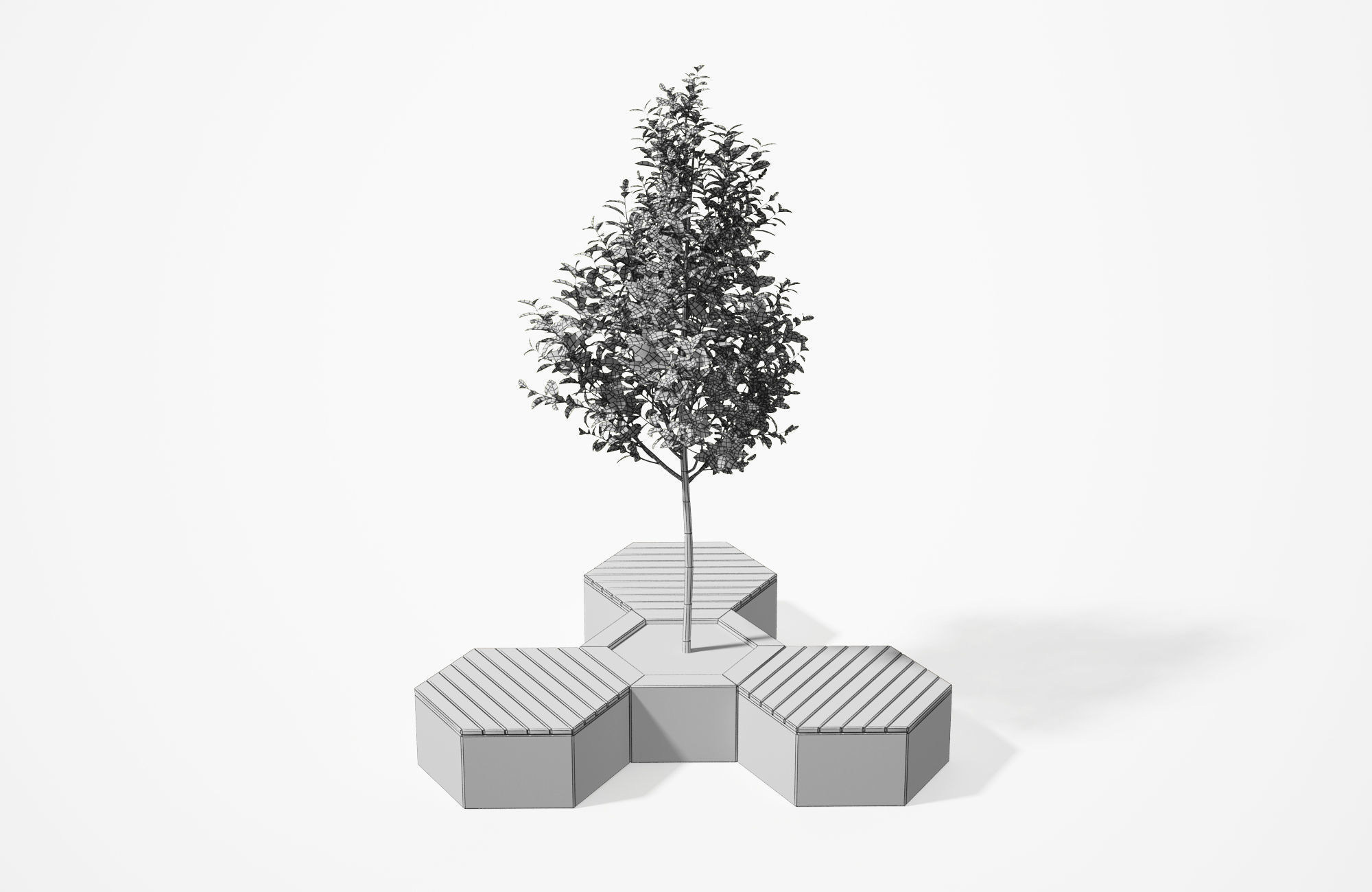 Geometric Street Bench 3D model_9