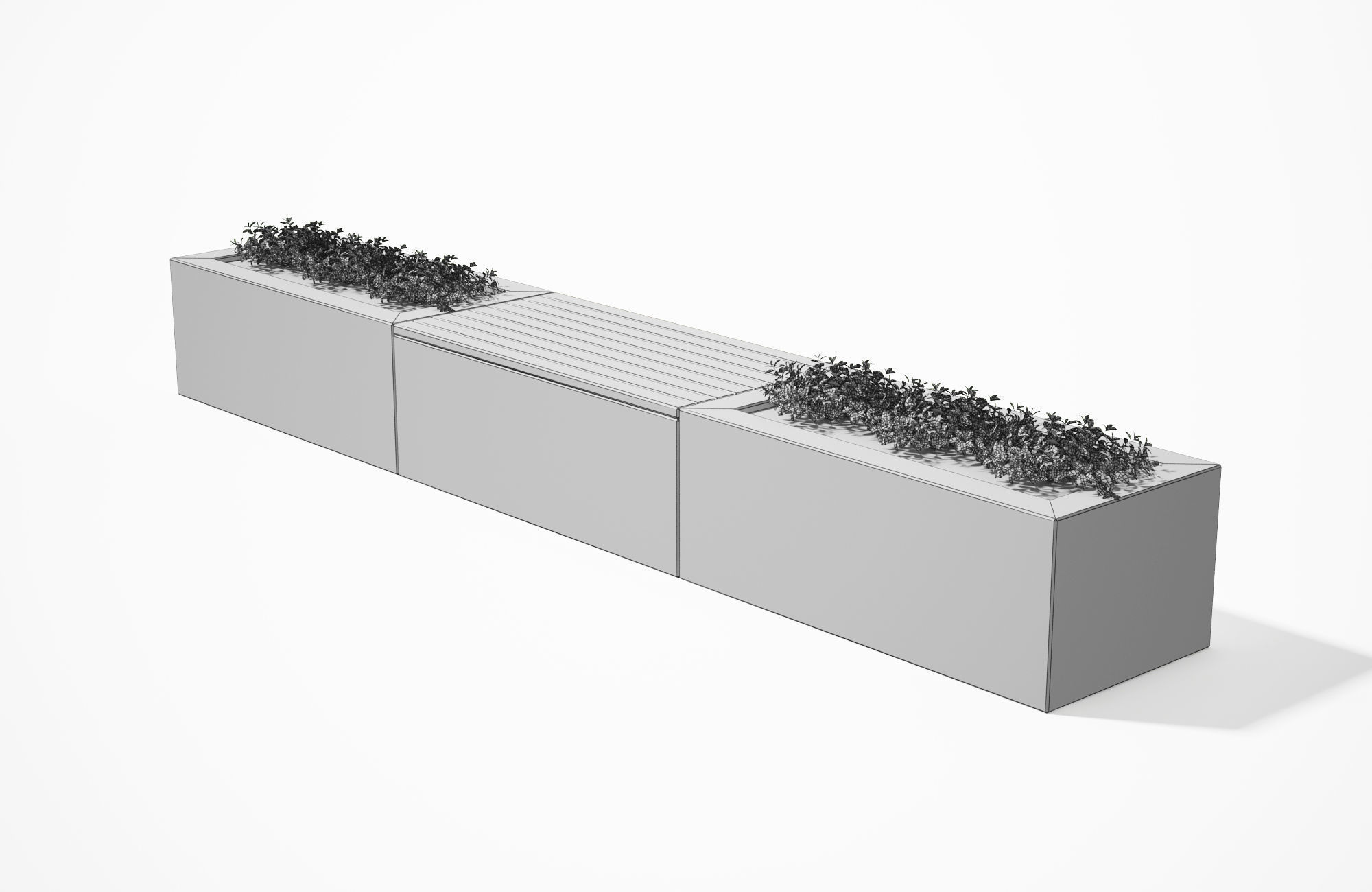 Geometric Street Bench 3D model_13