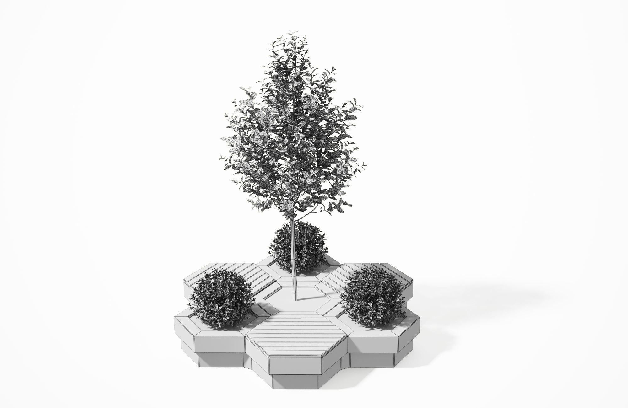 Geometric Street Bench 3D model_7