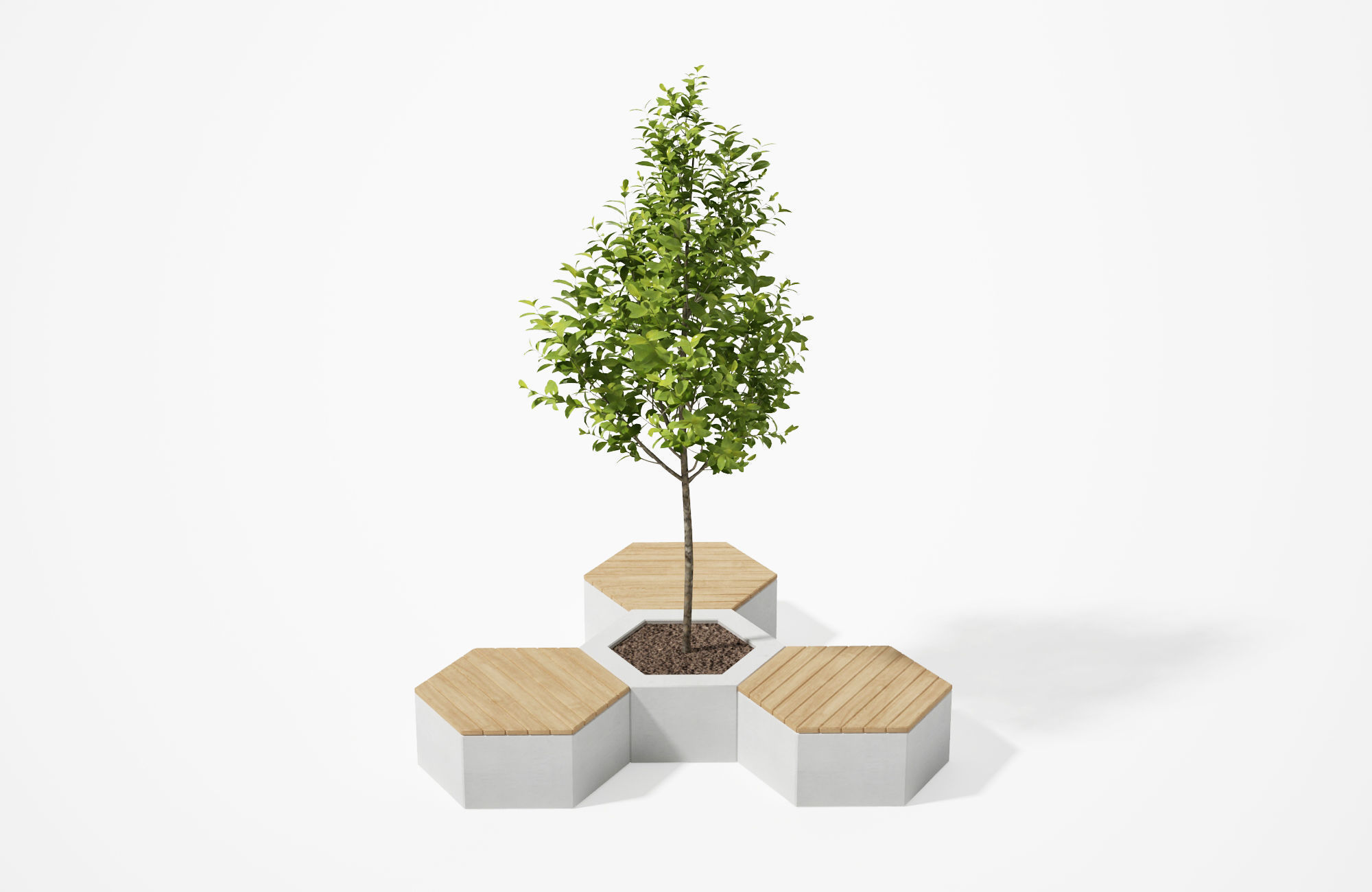 Geometric Street Bench 3D model_8