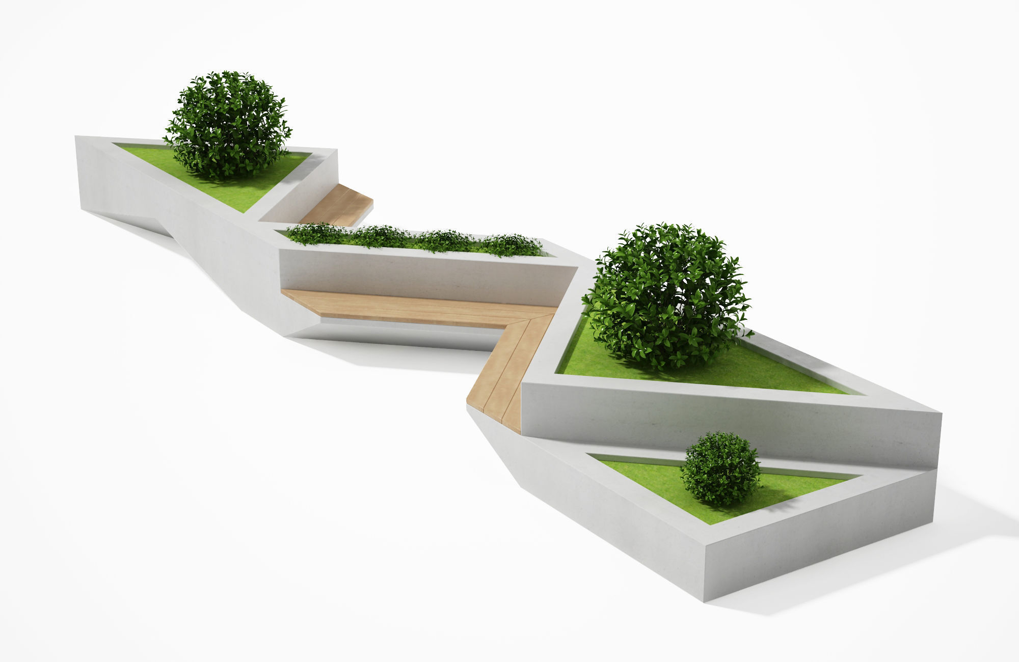 Geometric Street Bench 3D model_2