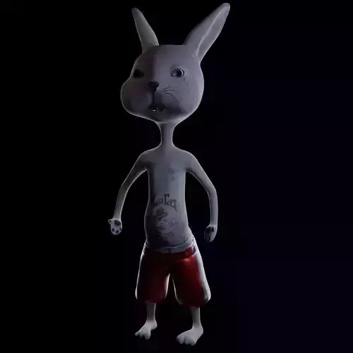 GangstaBunny bunny with tattoos and shorts Low-poly 3D model