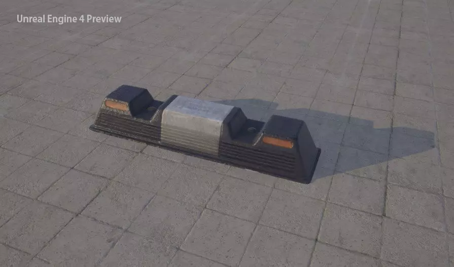 car parking stop bumper Low-poly 3D model_0