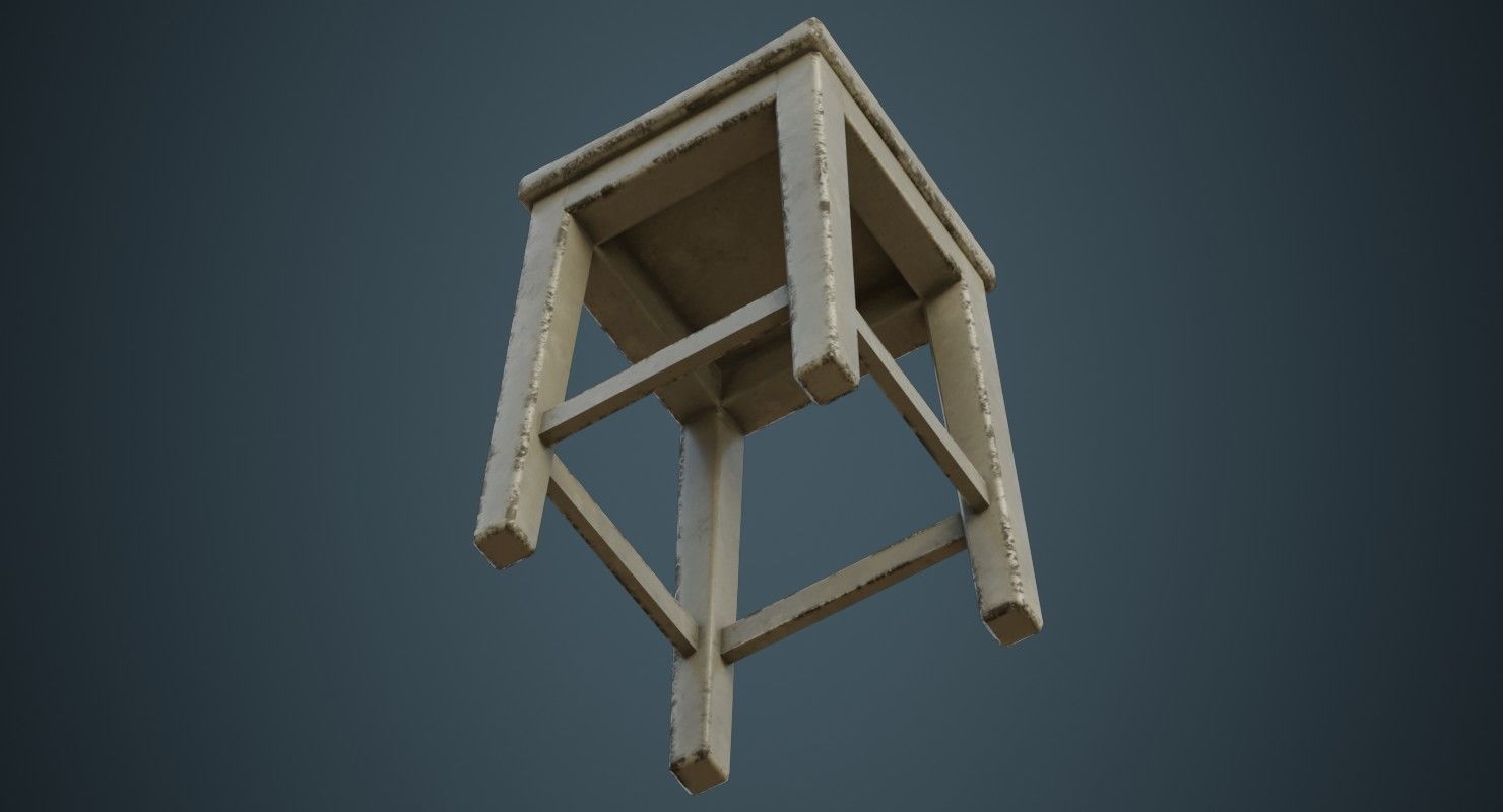 Stool 1D Low-poly 3D model_7