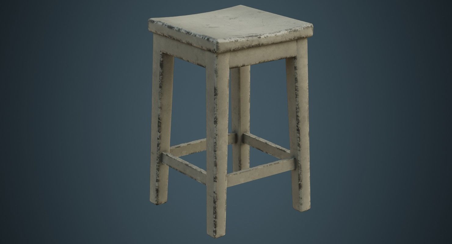 Stool 1D Low-poly 3D model_4