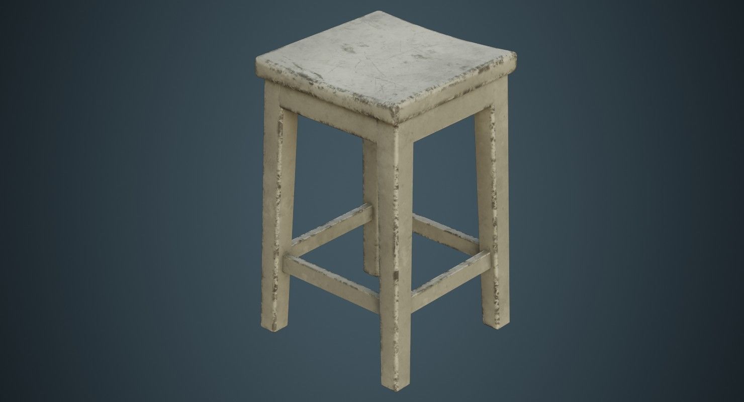 Stool 1D Low-poly 3D model_3