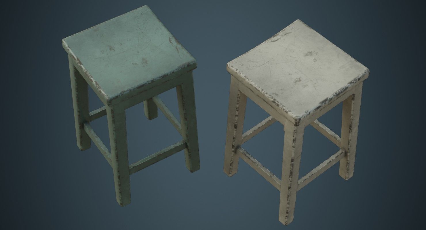 Stool 1D Low-poly 3D model_1