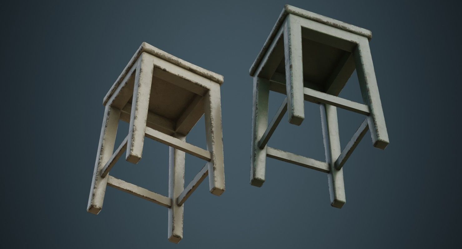 Stool 1D Low-poly 3D model_2