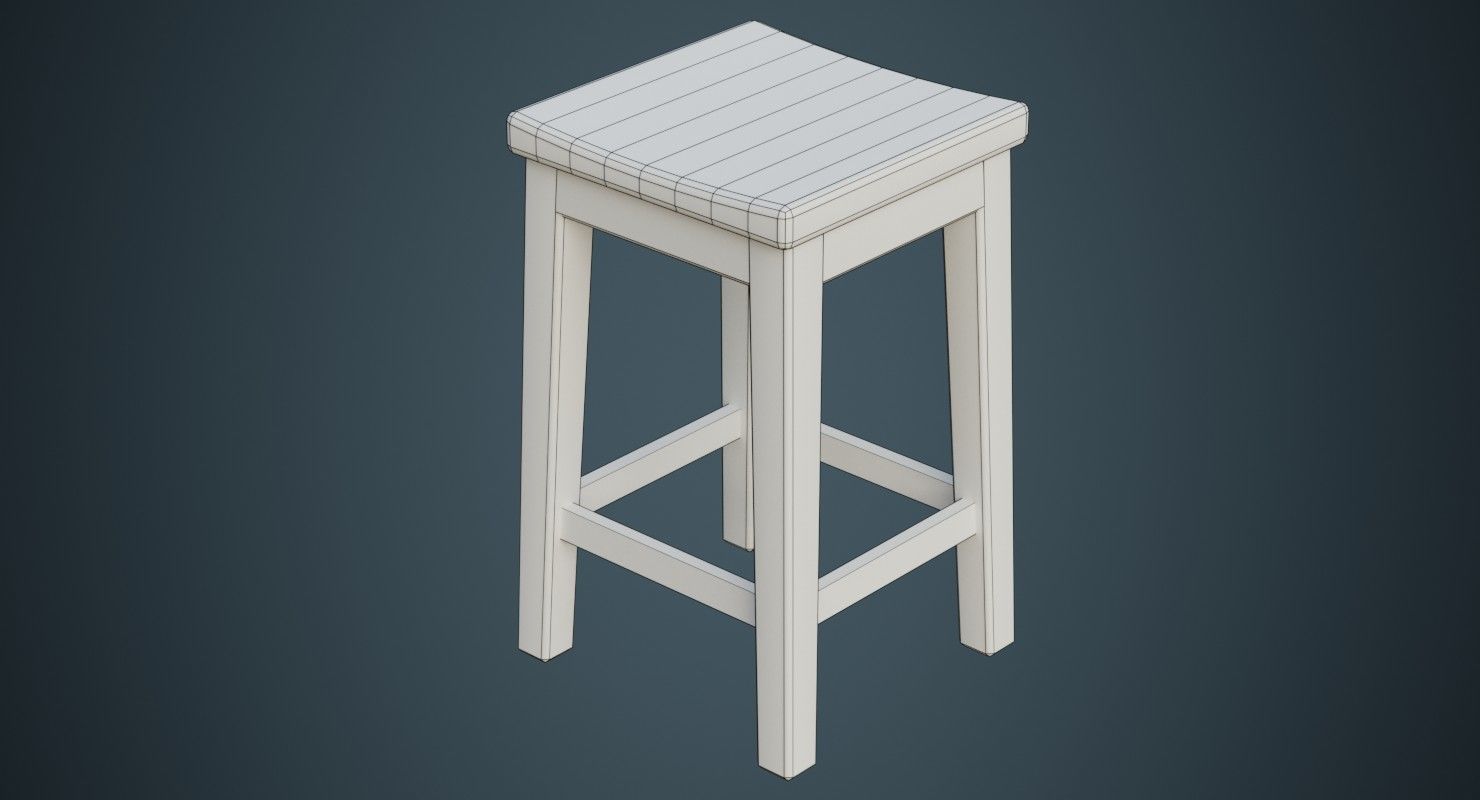 Stool 1D Low-poly 3D model_8