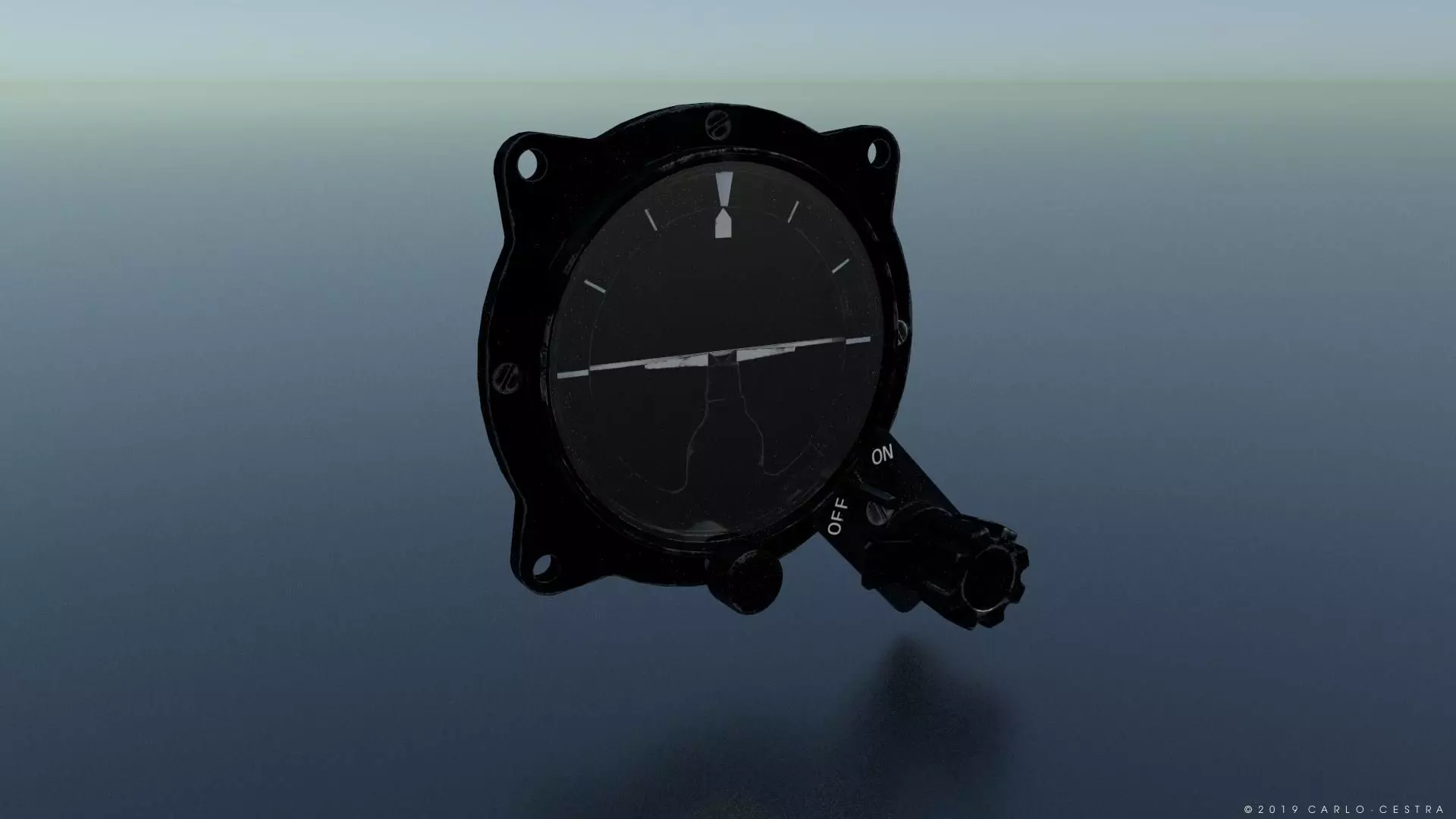 US ARTIFICIAL HORIZON GAUGE Low-poly 3D model_0