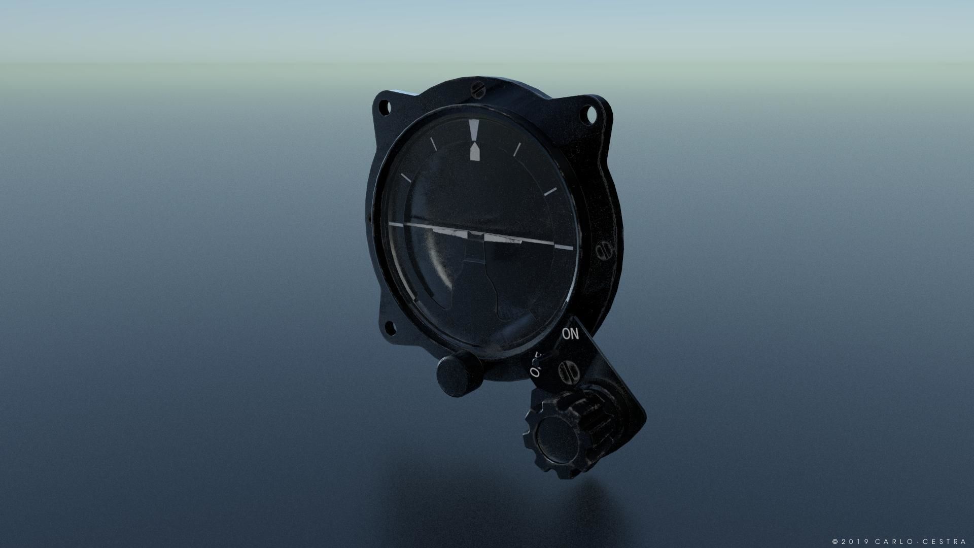 US ARTIFICIAL HORIZON GAUGE Low-poly 3D model_1