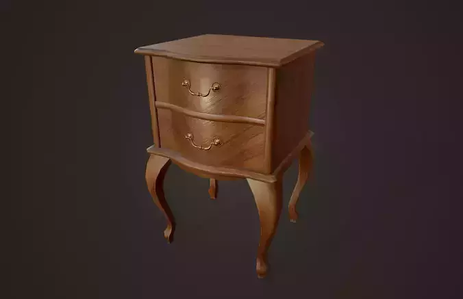 Bedside Table - PBR Game Ready Low-poly 3D model