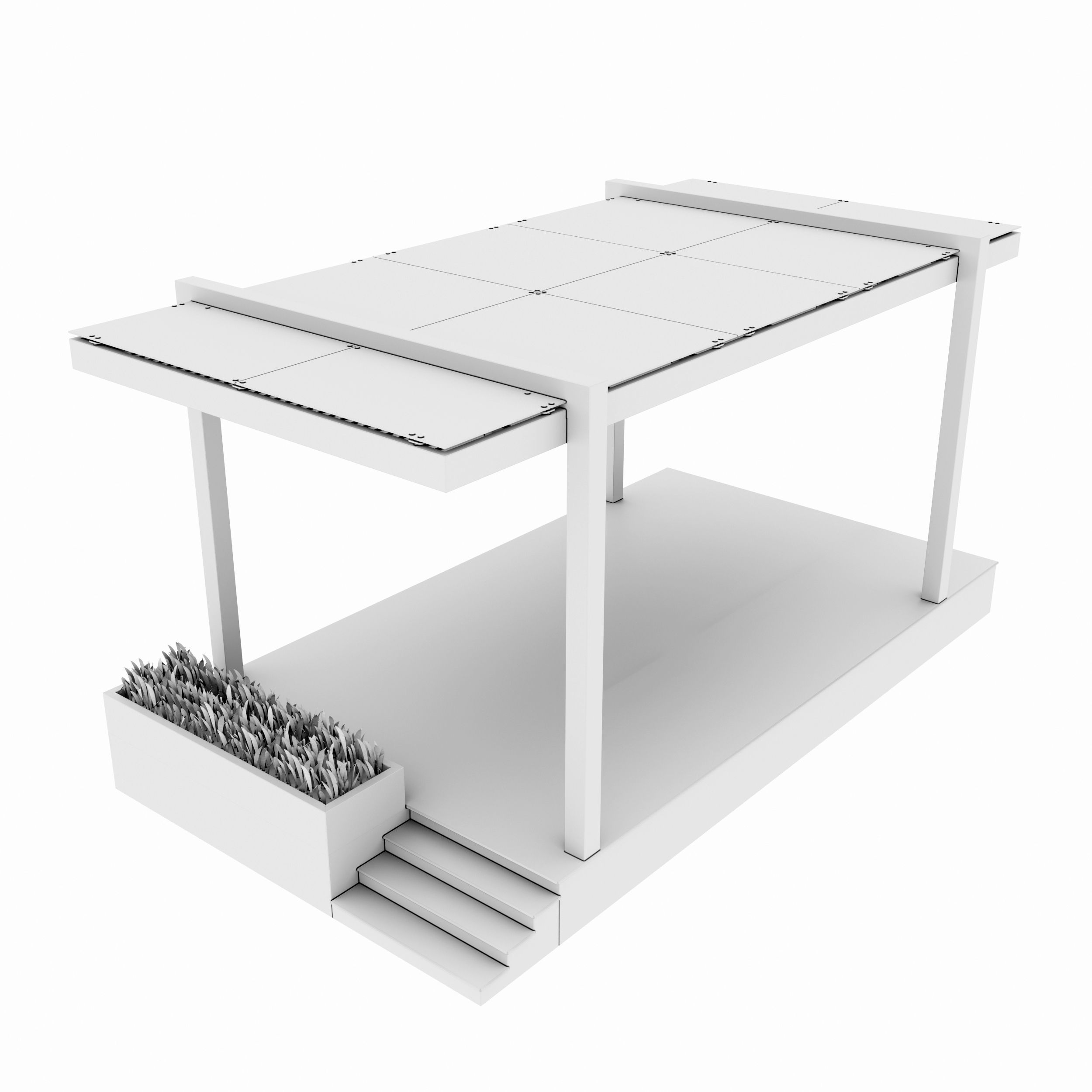 Pergola 3 gas station 3D model_3