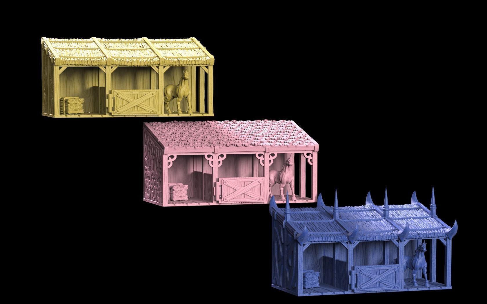 Stables warhammer dwarves huts 3D print model_1