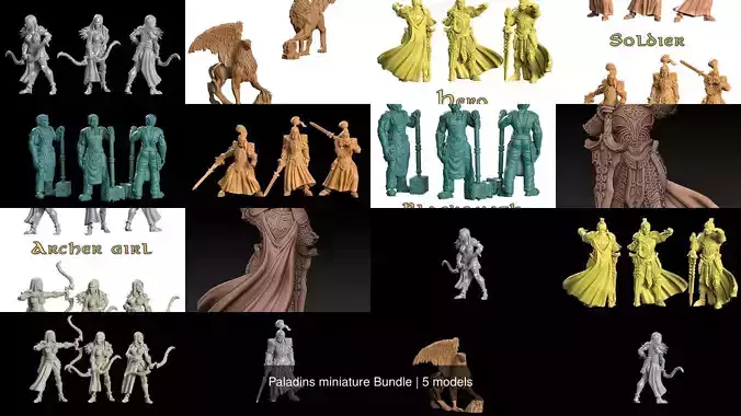 Paladins miniature Bundle 3D Model Collection