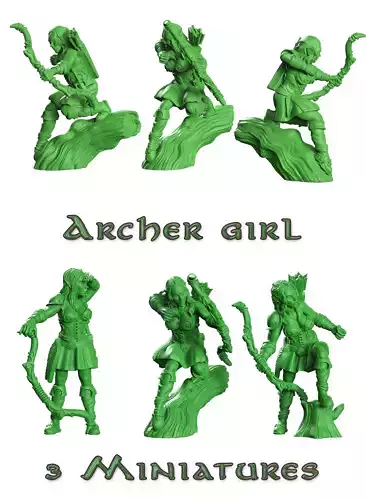 Archer girl wood elf 3D print model