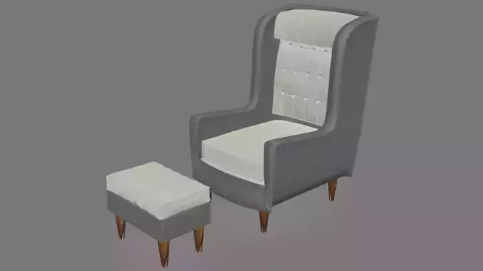 Van Wing Chair with pouf