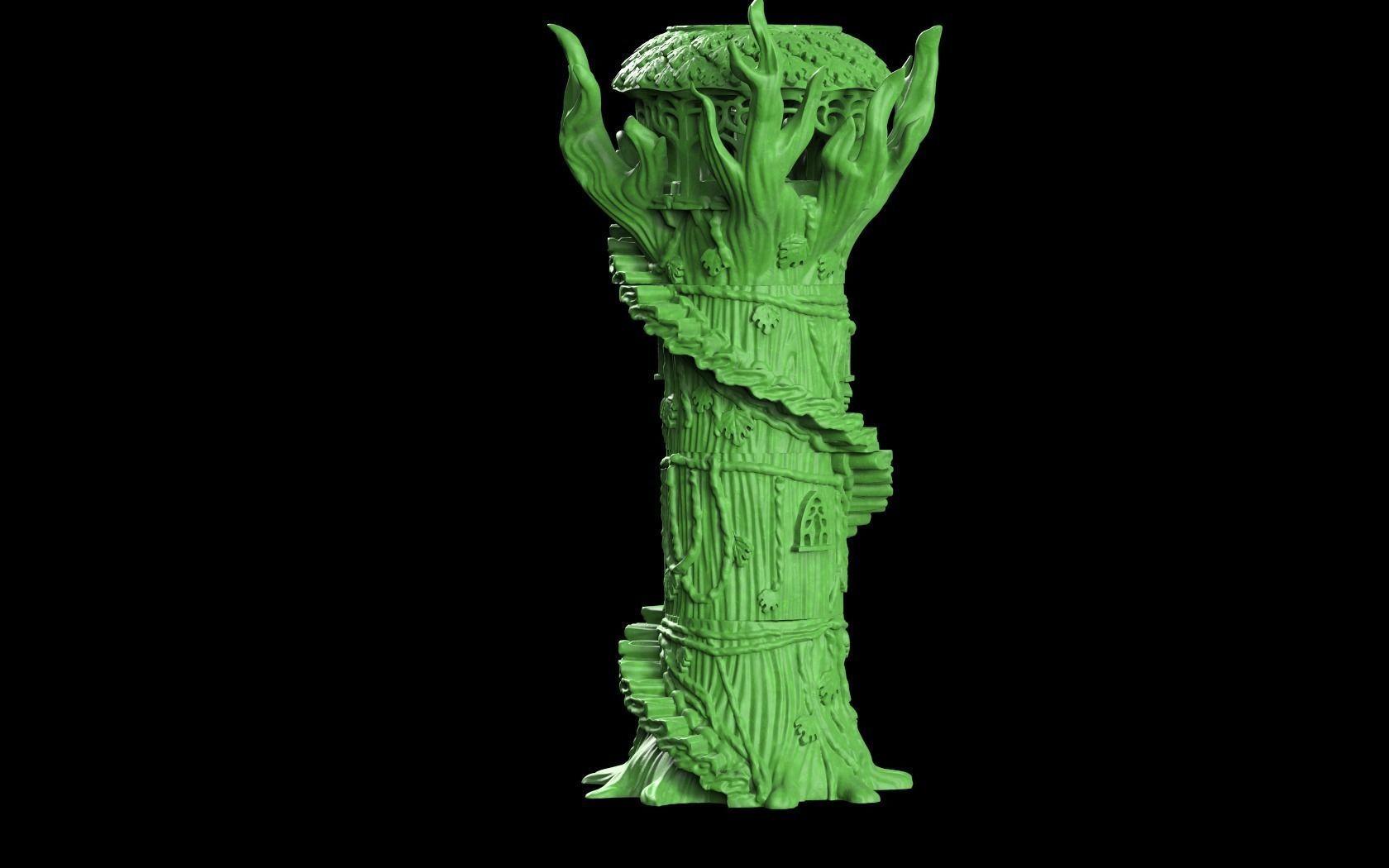 Dice tower wood elf  3D print model_3