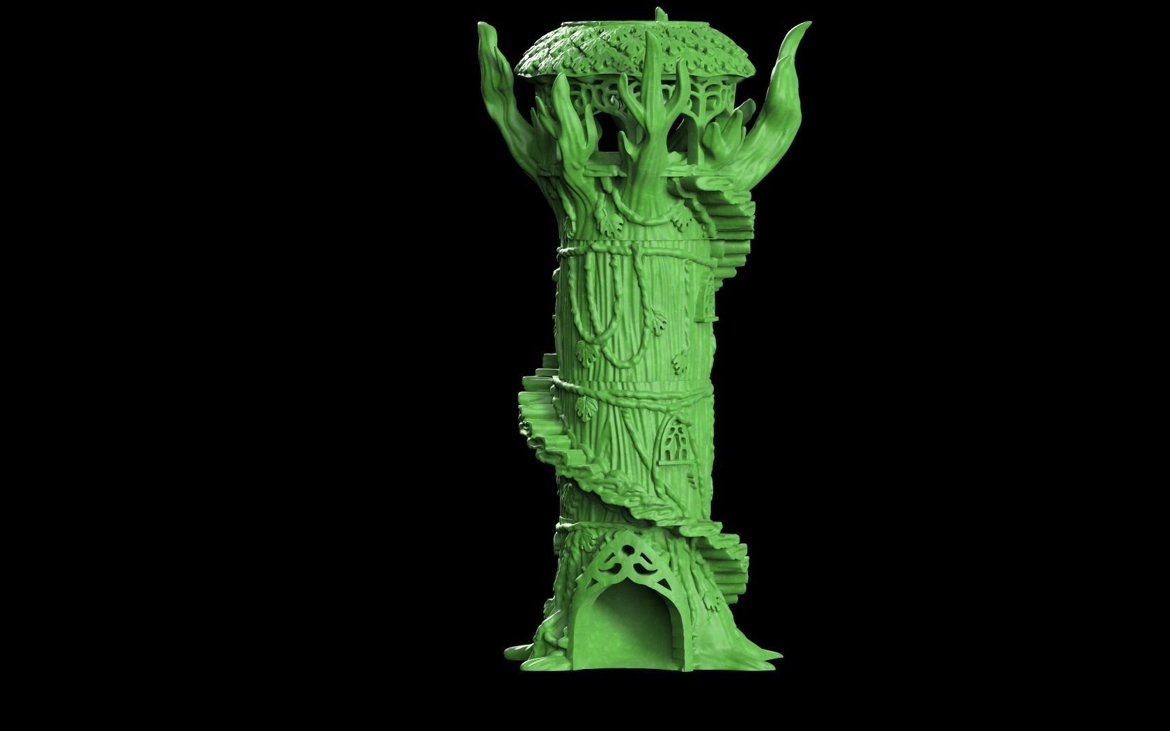 Dice tower wood elf  3D print model_1