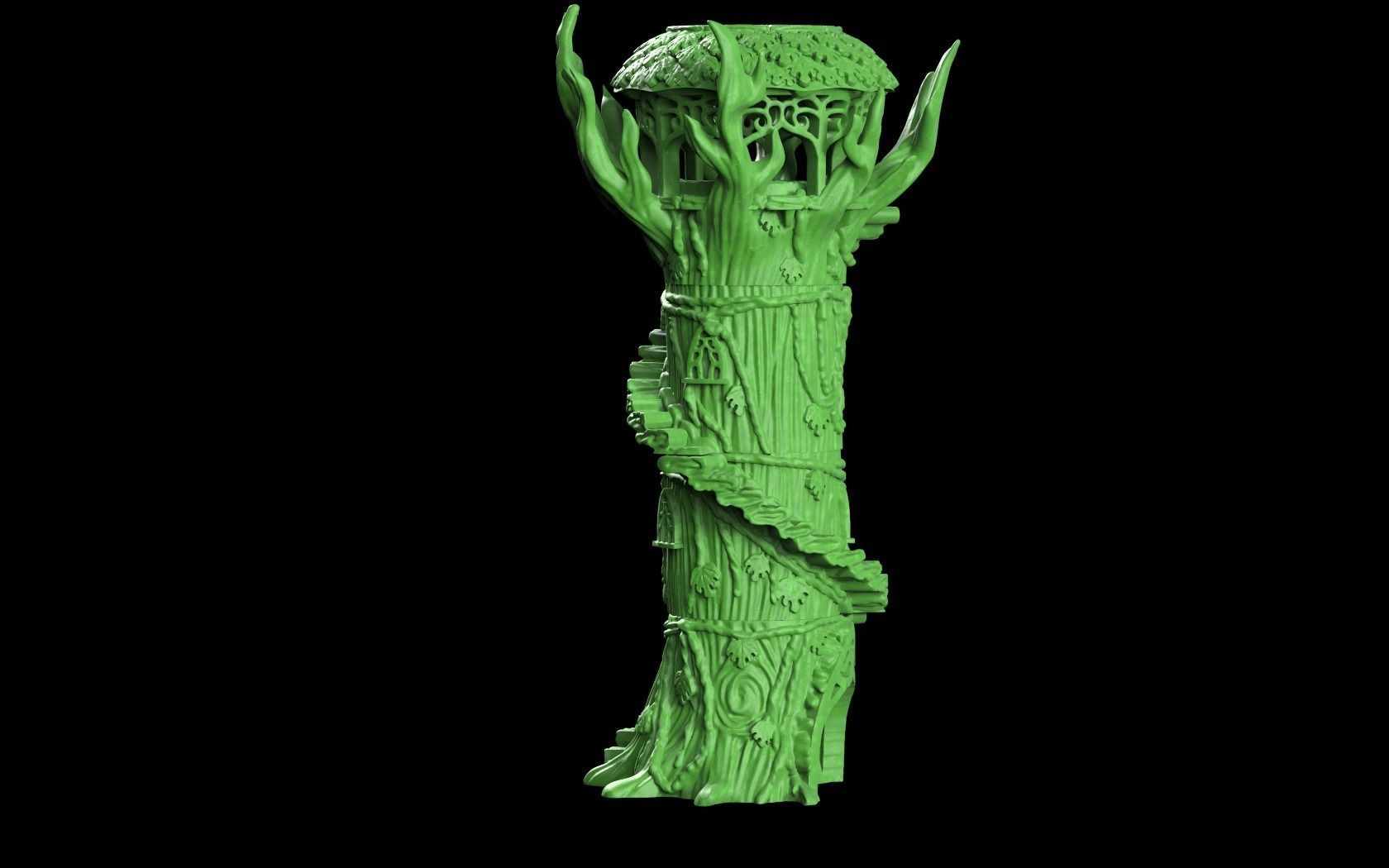 Dice tower wood elf  3D print model_2
