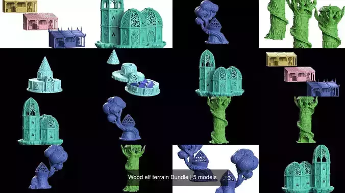Wood elf terrain Bundle 3D Model Collection