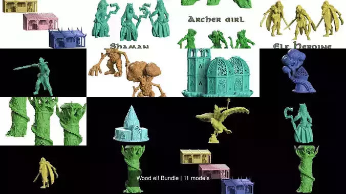 Wood elf Bundle 3D Model Collection