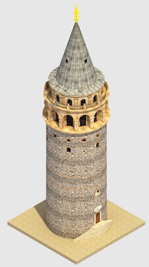 The Galata Tower Low-poly 3D model_3