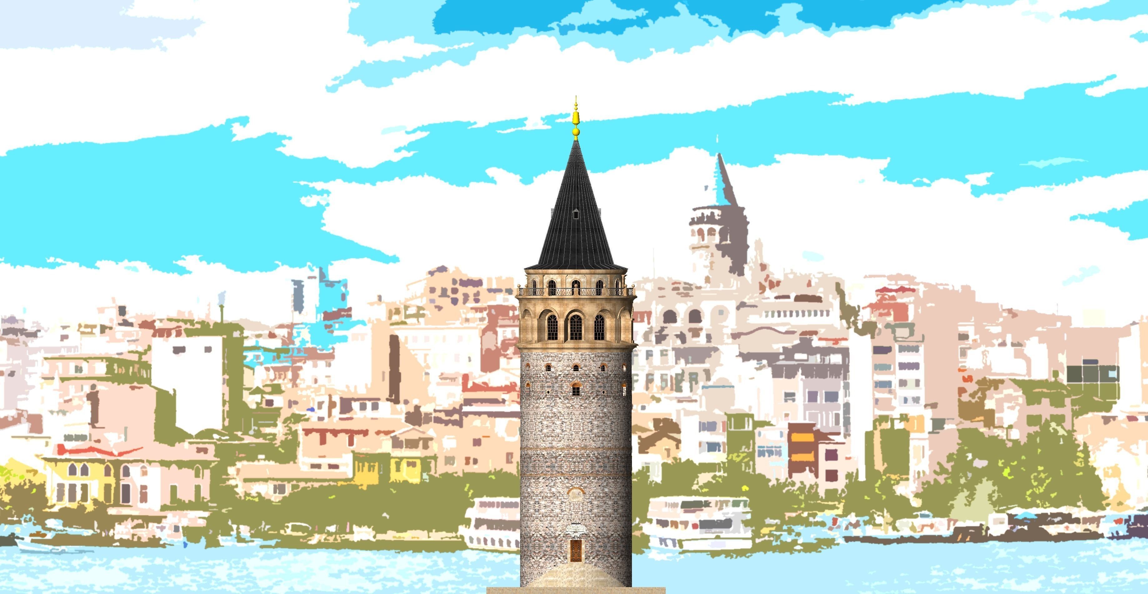 The Galata Tower Low-poly 3D model_7