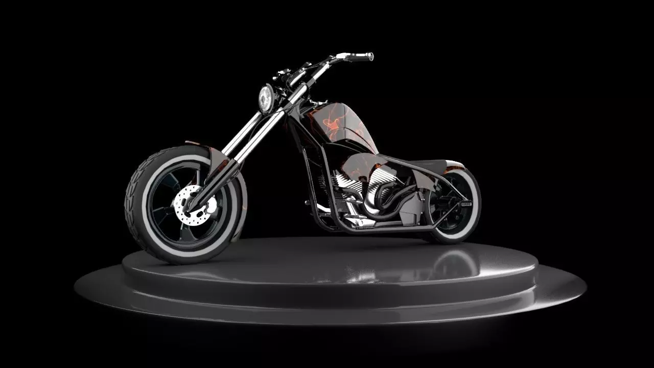 Chopper skull fire 3D model_0