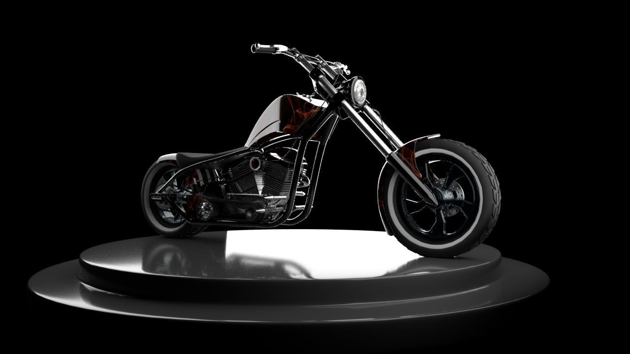 Chopper skull fire 3D model_2