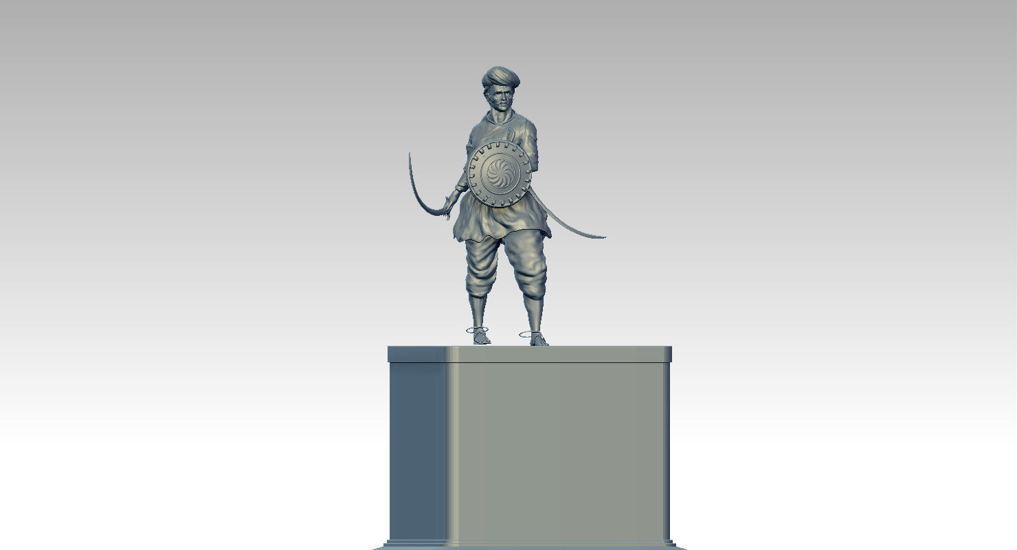 sangolli rayanna statue 3d model 3D model_8