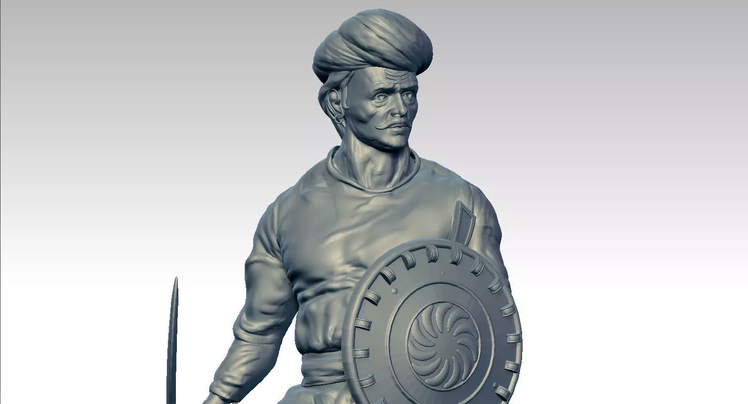 sangolli rayanna statue 3d model 3D model_0