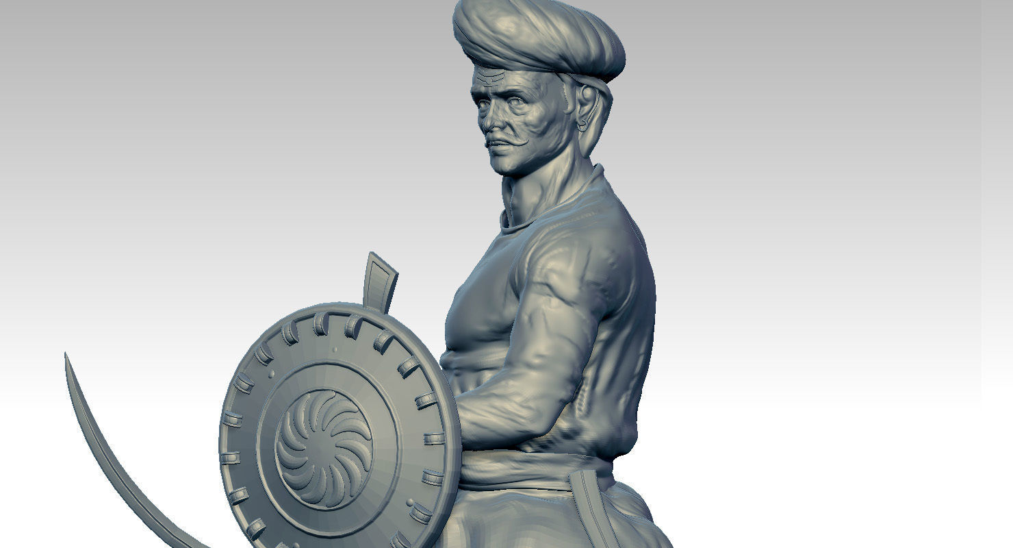 sangolli rayanna statue 3d model 3D model_3