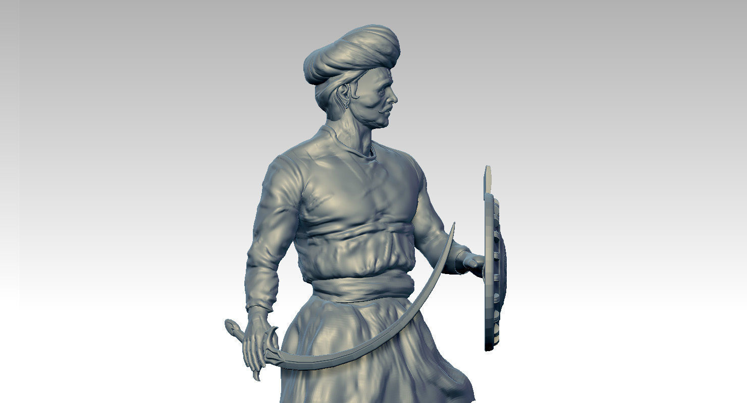 sangolli rayanna statue 3d model 3D model_5