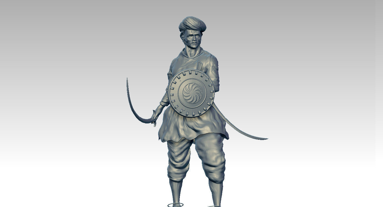 sangolli rayanna statue 3d model 3D model_7