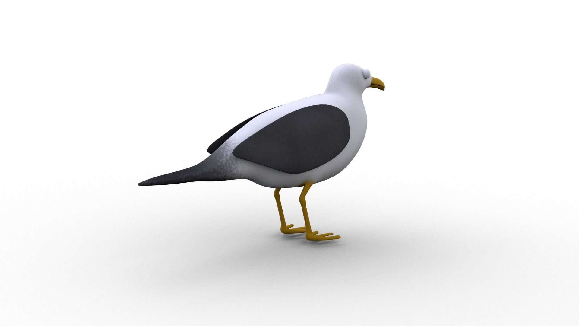 Cartoon Seagull - Rigged Low-poly 3D model_3
