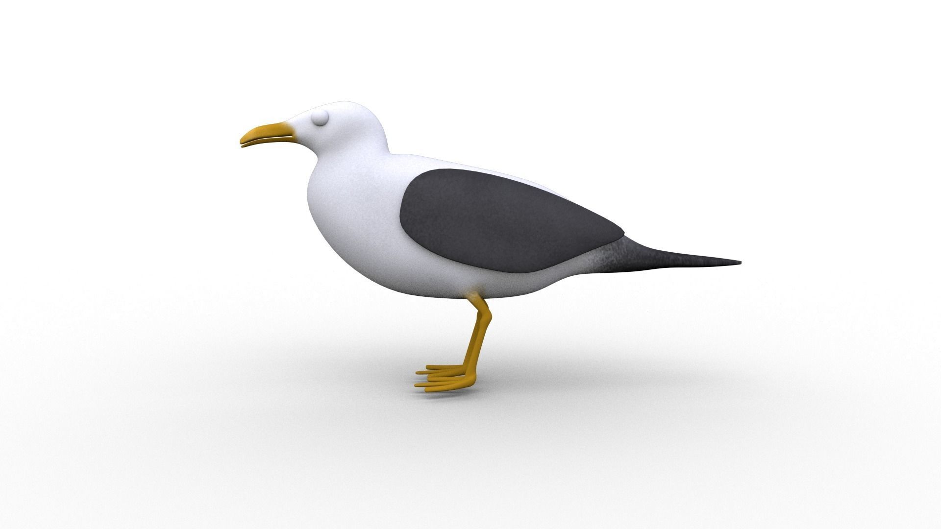 Cartoon Seagull - Rigged Low-poly 3D model_1