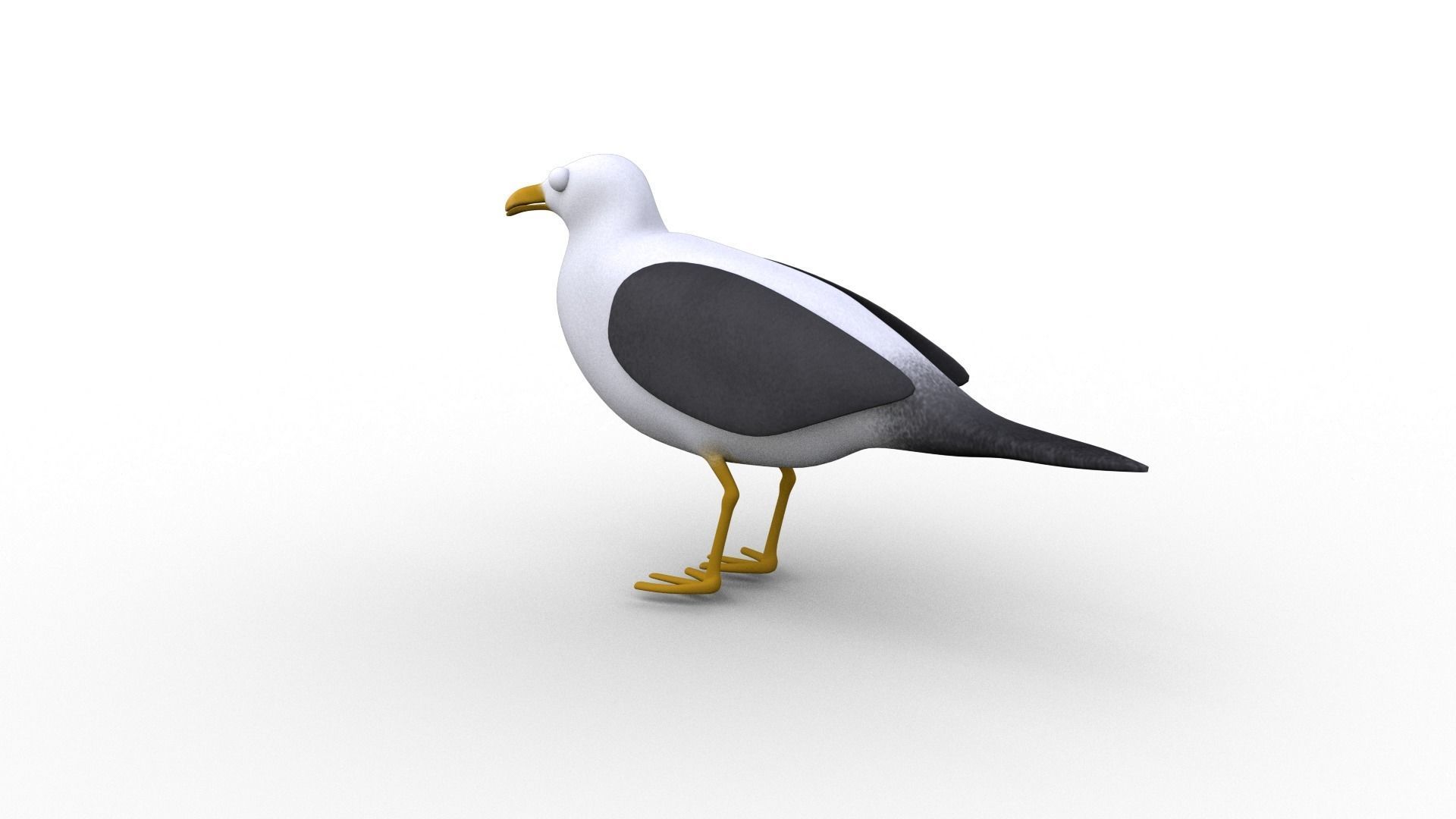 Cartoon Seagull - Rigged Low-poly 3D model_2