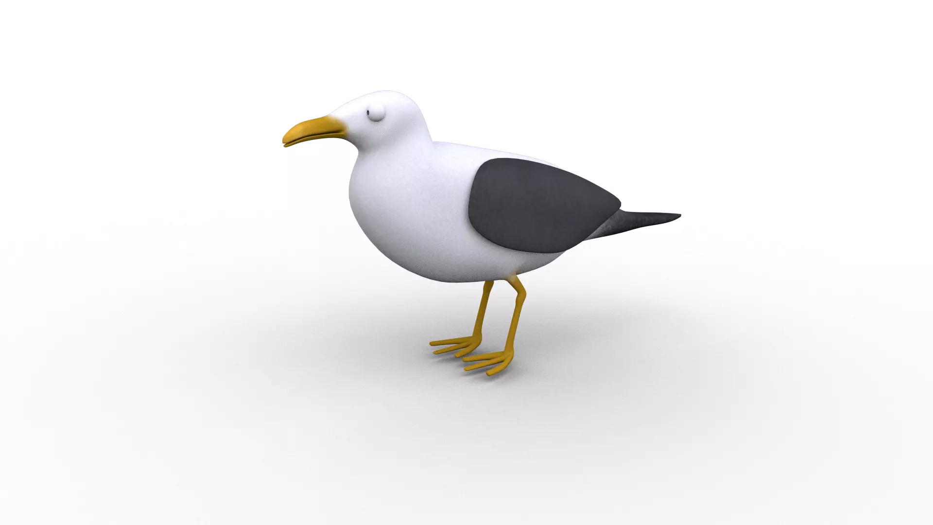 Cartoon Seagull - Rigged Low-poly 3D model_0