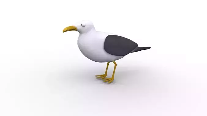 Cartoon Seagull - Rigged Low-poly 3D model