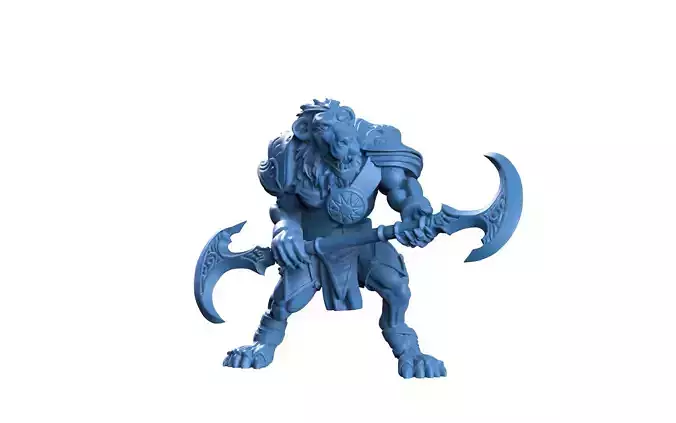 Lionman demon holding axe 3D print model