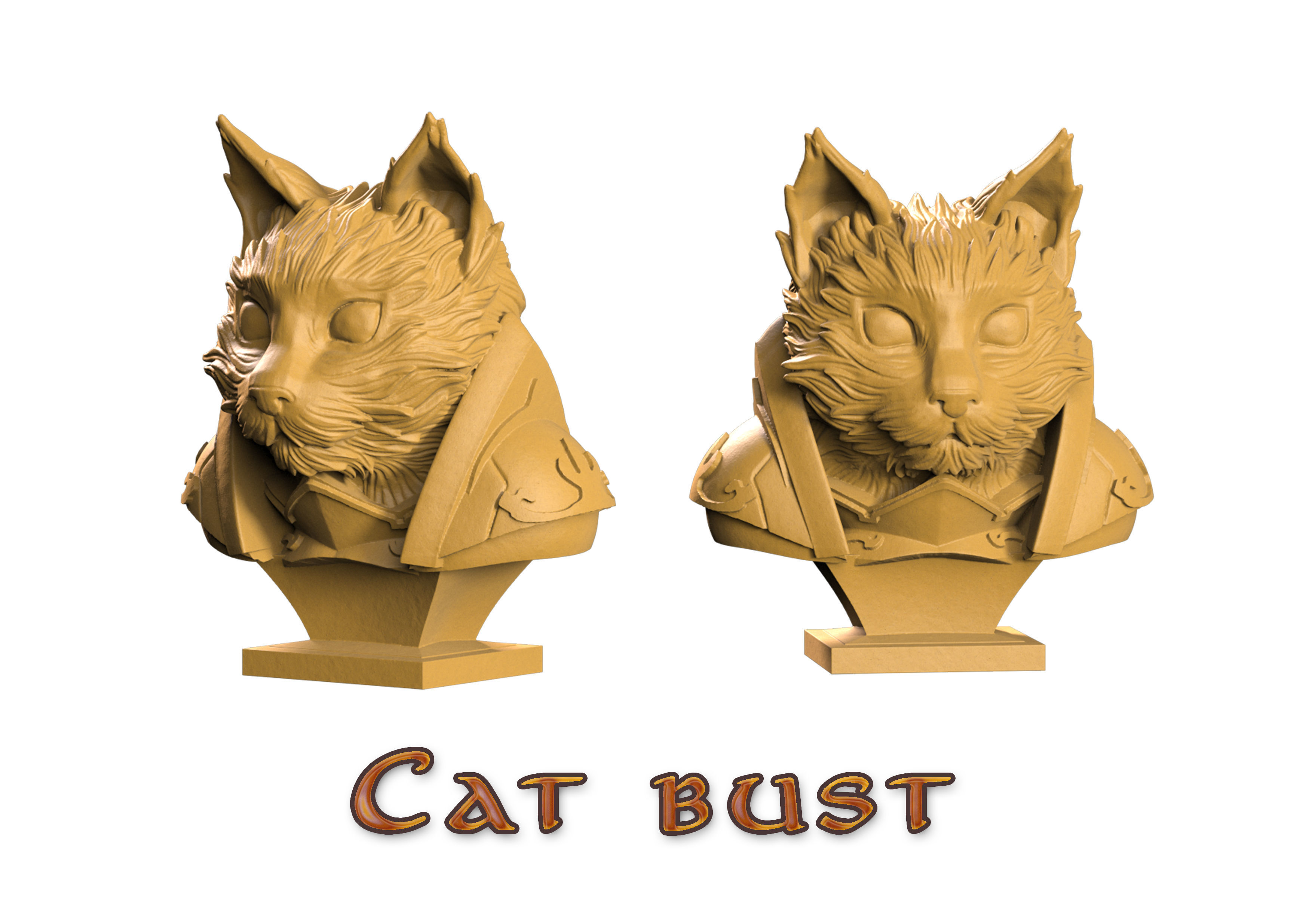 Cat bust 3D print model_2