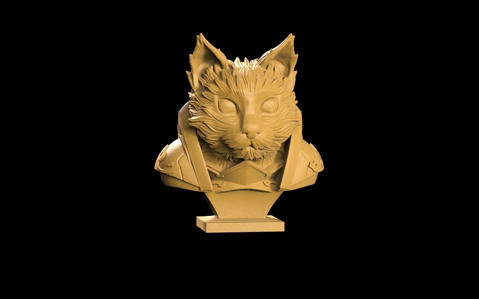 Cat bust 3D print model_1