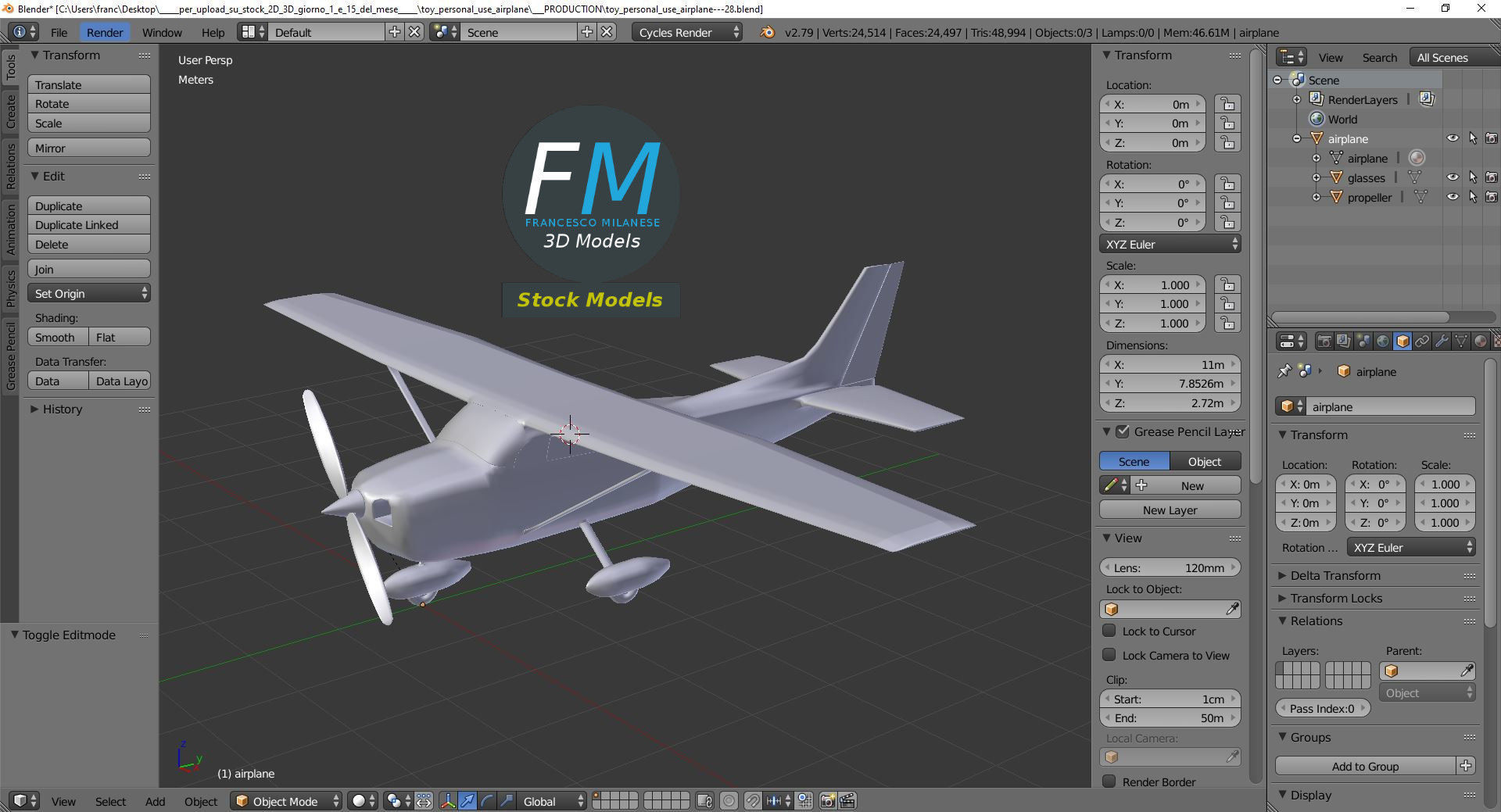 Toy personal use airplane 3D model_9