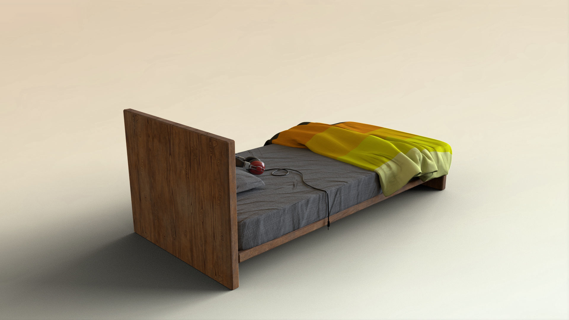 Retro Colors Lowpoly Bed Low-poly 3D model_4