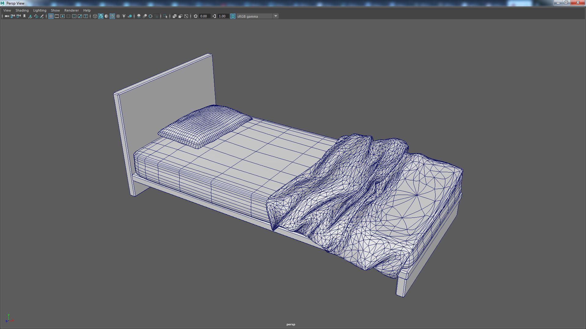 Retro Colors Lowpoly Bed Low-poly 3D model_6