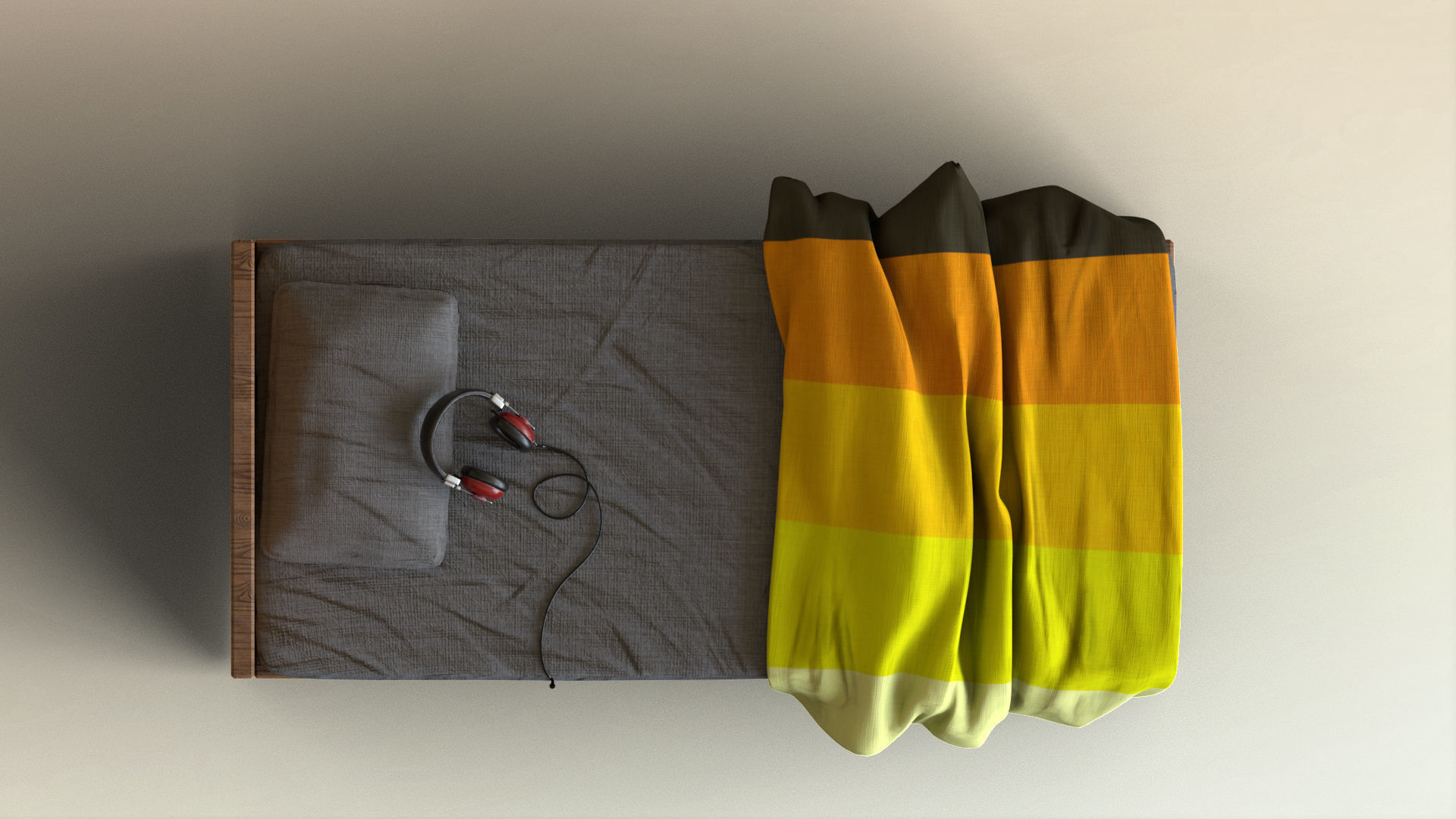 Retro Colors Lowpoly Bed Low-poly 3D model_3